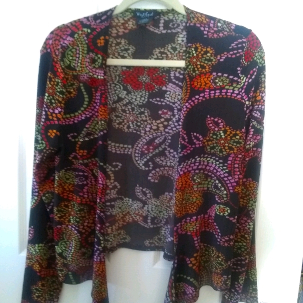 West End Petite Mosaic Cardigan Sweater 4 Women